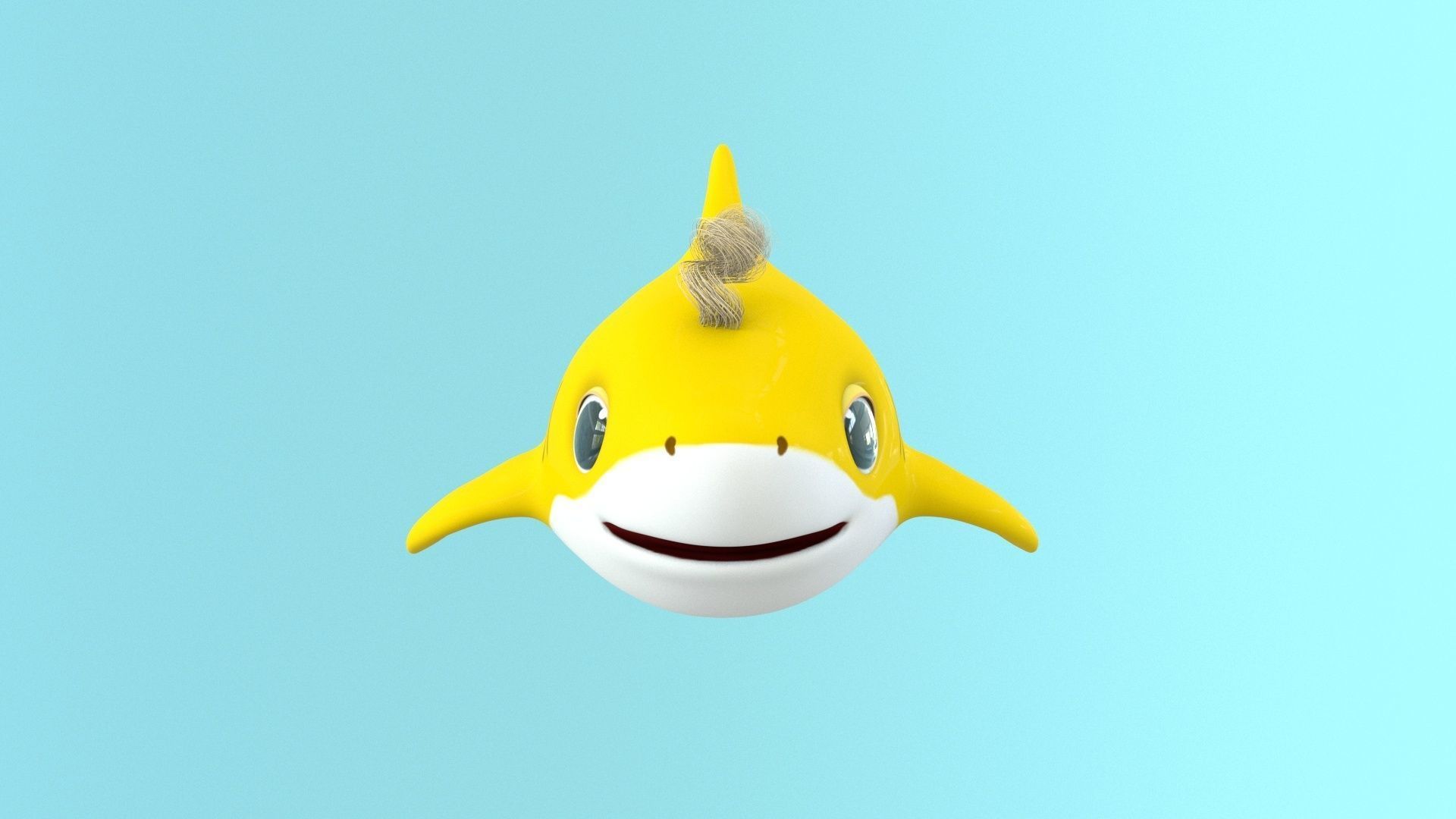 baby shark cartoon character Low-poly 3D model_6