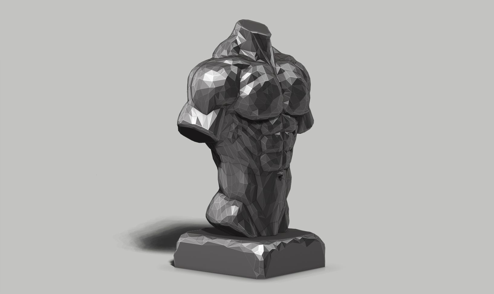low poly torso 3d print model 3D print model_4