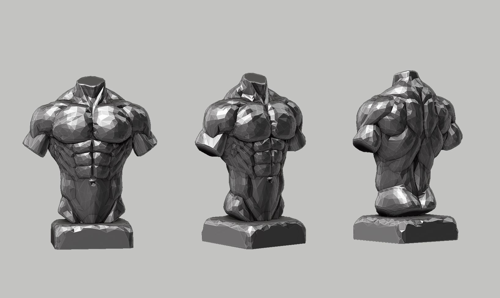 low poly torso 3d print model 3D print model_1