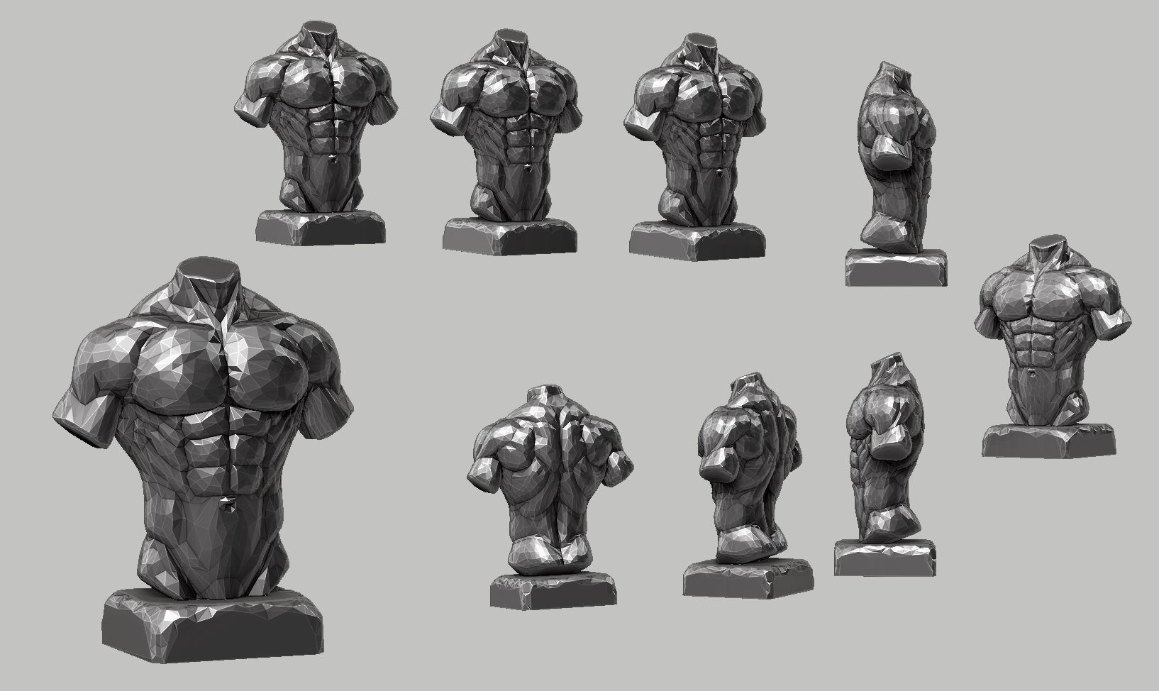 low poly torso 3d print model 3D print model_2