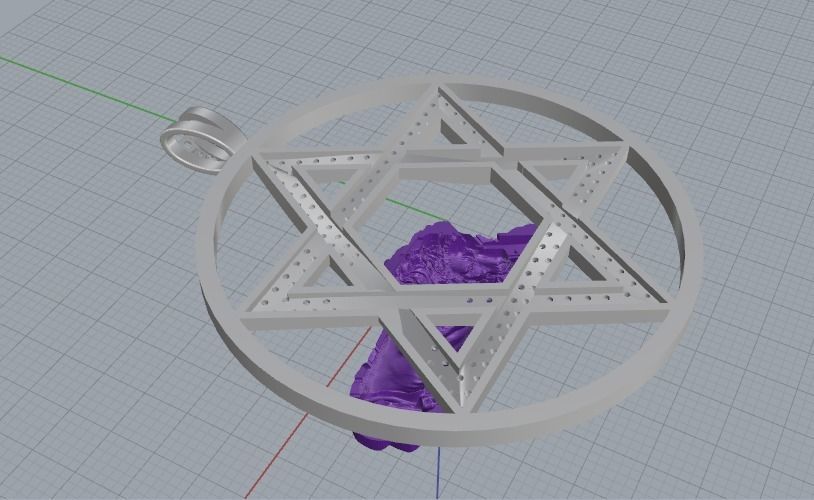 Star of David pendant with lion Model 1947 3D print model_4