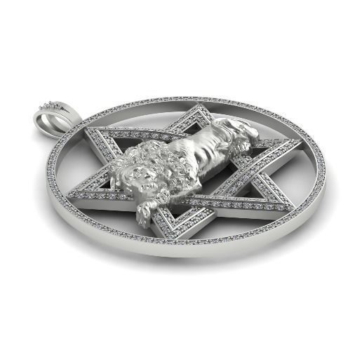 Star of David pendant with lion Model 1947 3D print model_1