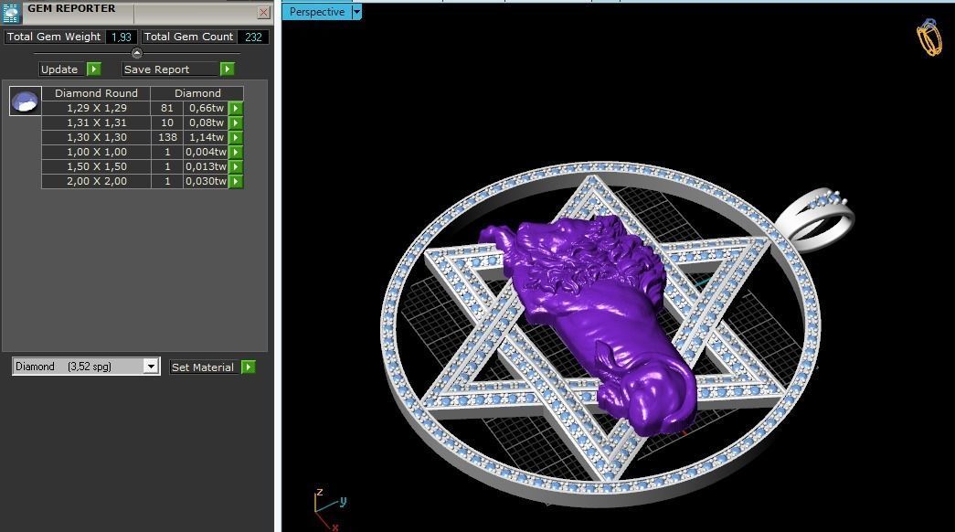 Star of David pendant with lion Model 1947 3D print model_9