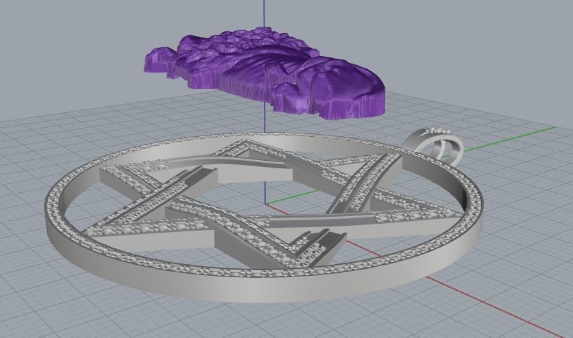 Star of David pendant with lion Model 1947 3D print model_3