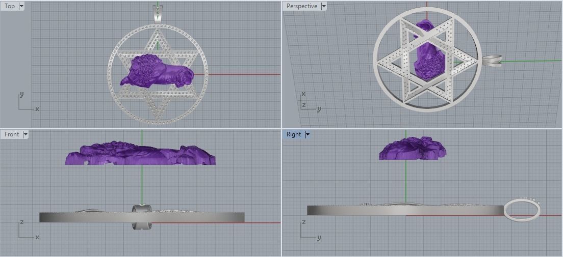Star of David pendant with lion Model 1947 3D print model_5