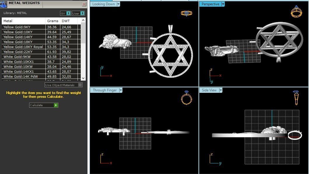 Star of David pendant with lion Model 1947 3D print model_8