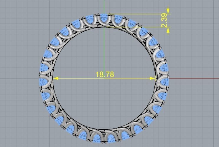 Ring with one row of stones Model 1946 3D print model_6