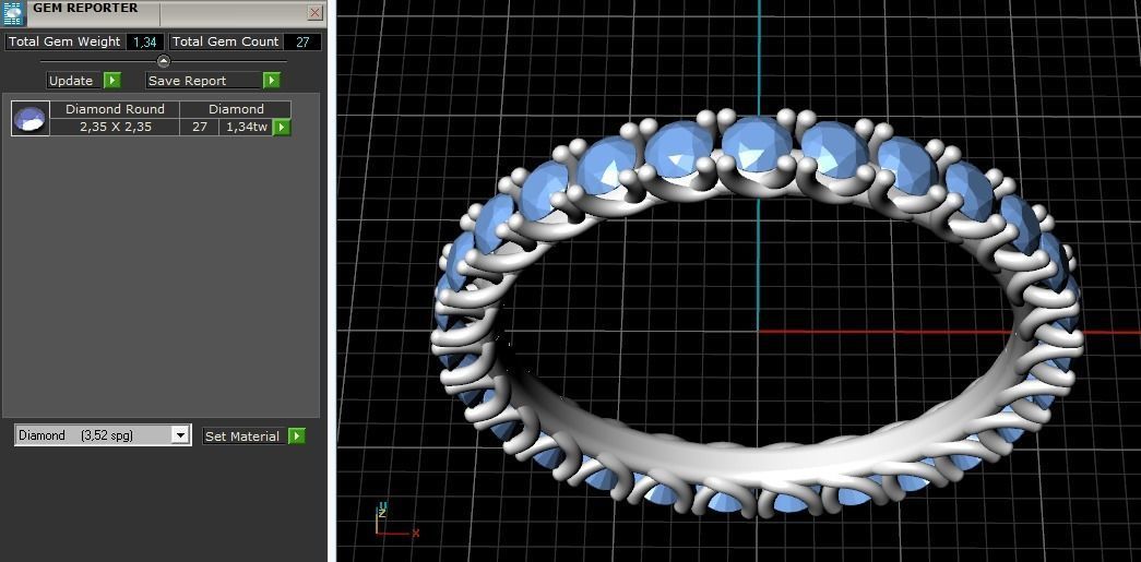 Ring with one row of stones Model 1946 3D print model_8
