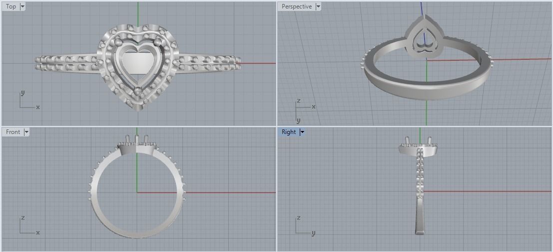 Heart stone ring Model 1963 3D print model_4