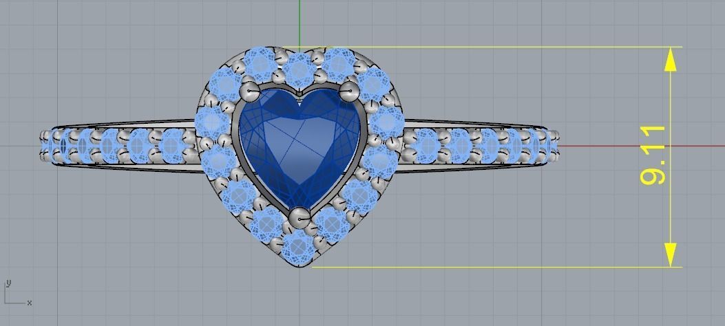 Heart stone ring Model 1963 3D print model_6
