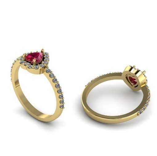Heart stone ring Model 1963 3D print model_1