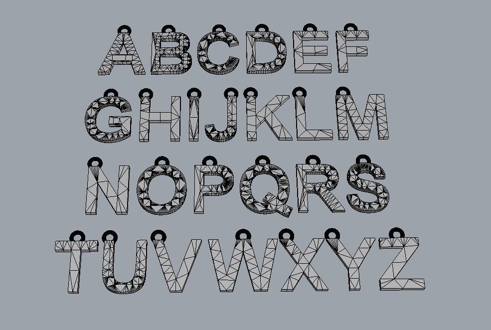 Alphabet 26 Letters Pendants - 10mm 3D print model_7