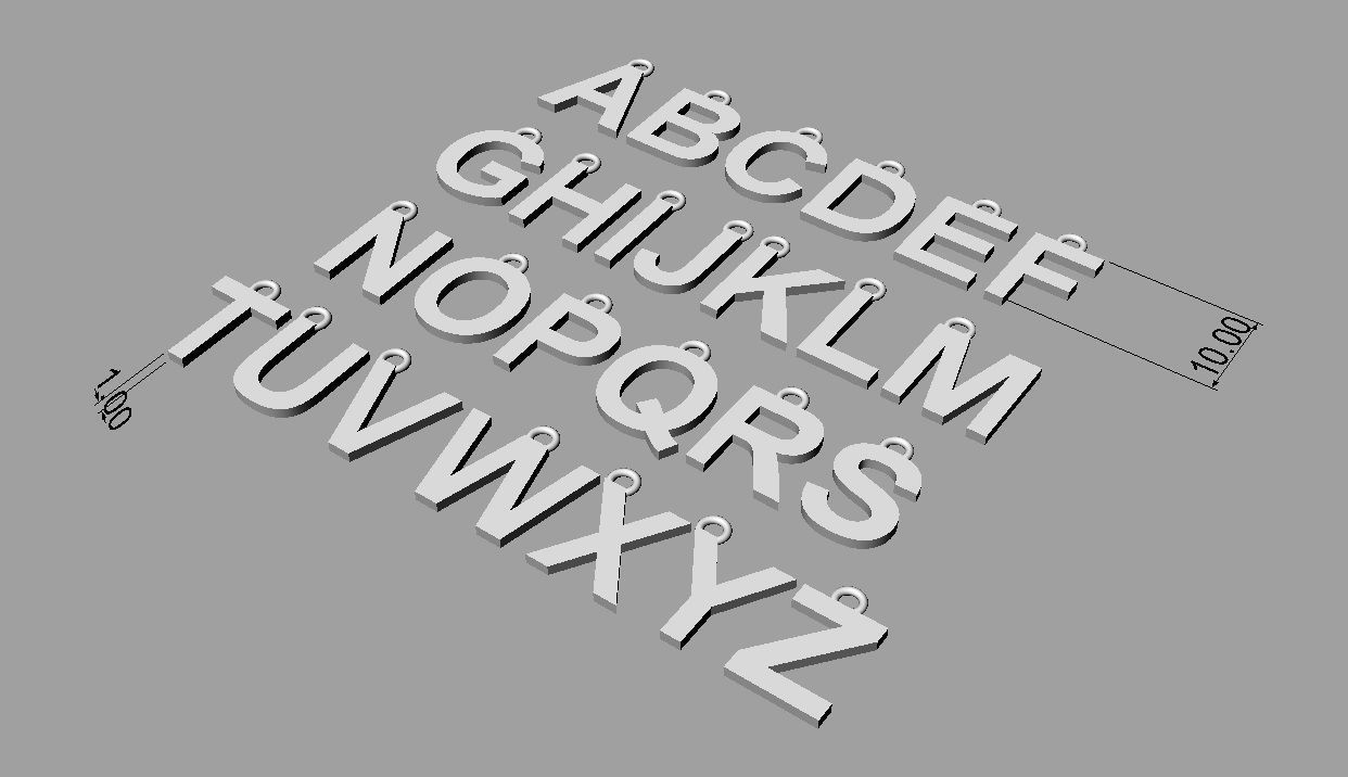 Alphabet 26 Letters Pendants - 10mm 3D print model_4