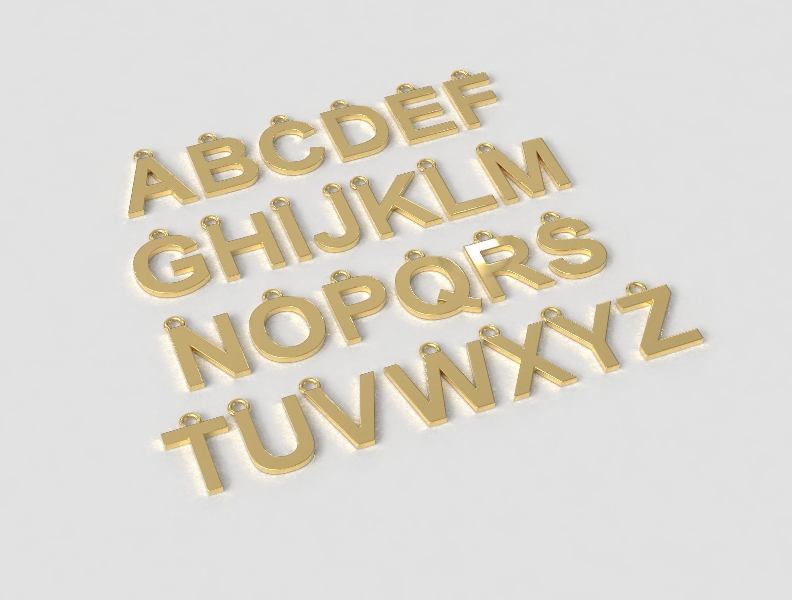 Alphabet 26 Letters Pendants - 10mm 3D print model_1