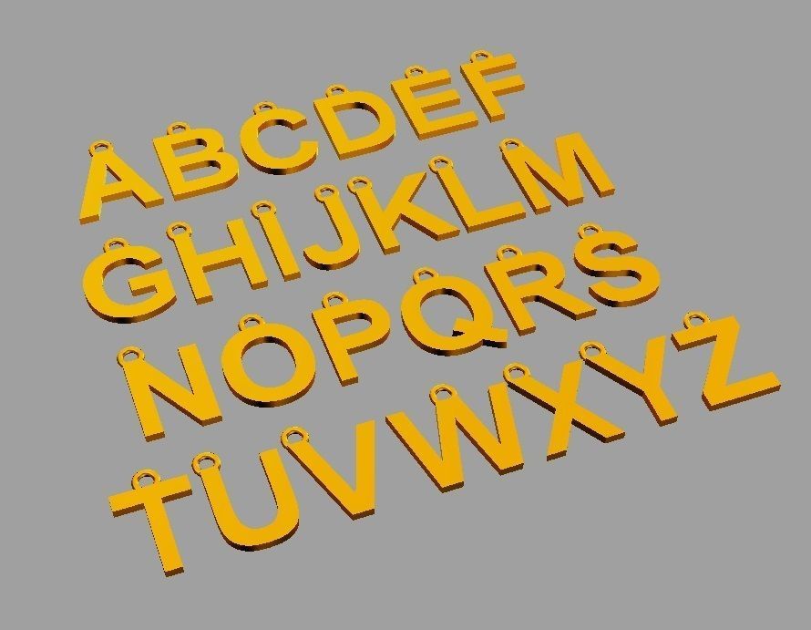 Alphabet 26 Letters Pendants - 10mm 3D print model_6