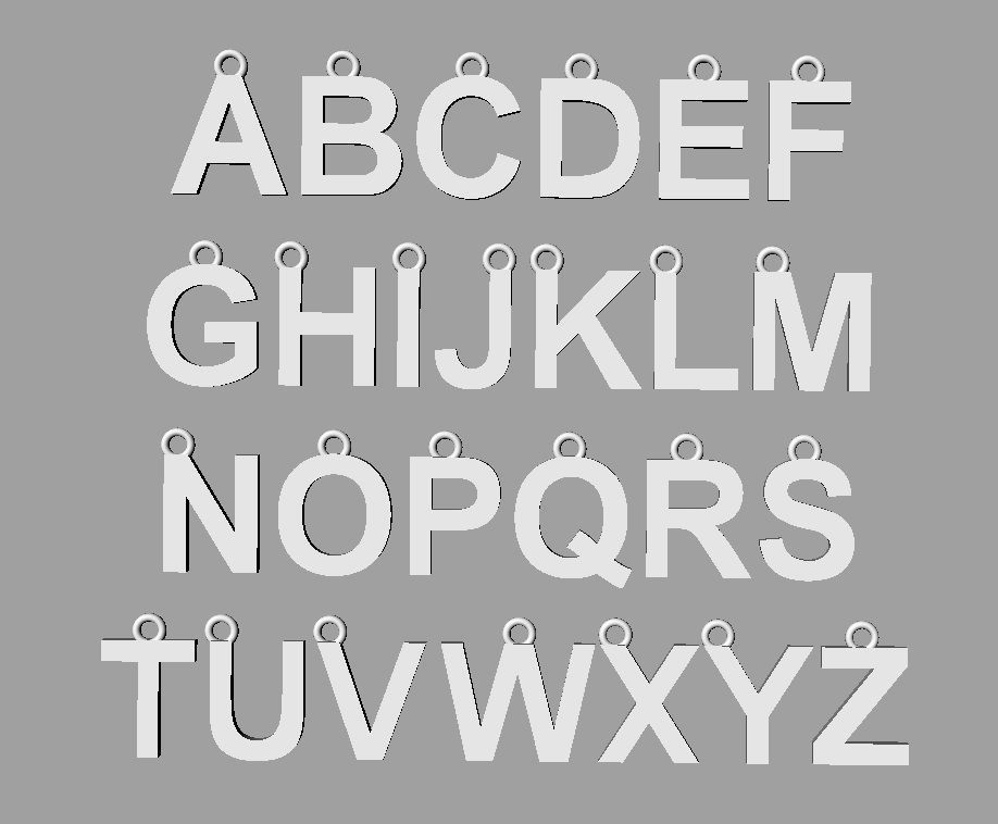 Alphabet 26 Letters Pendants - 10mm 3D print model_11