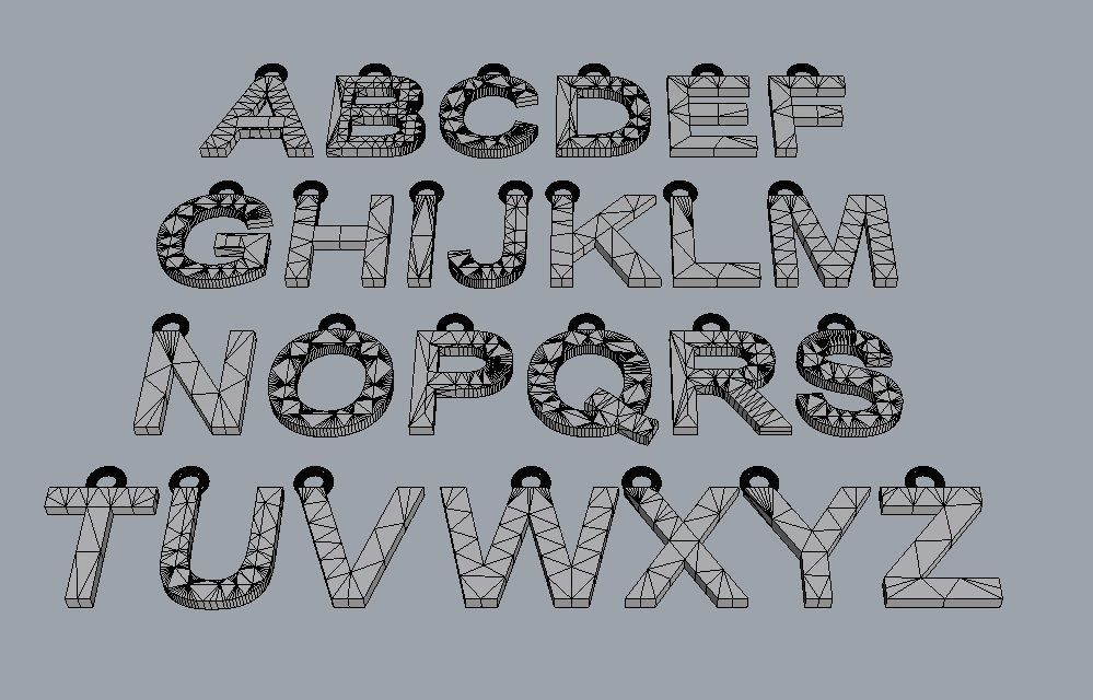Alphabet 26 Letters Pendants - 10mm 3D print model_10