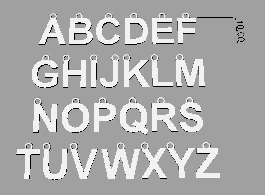 Alphabet 26 Letters Pendants - 10mm 3D print model_3