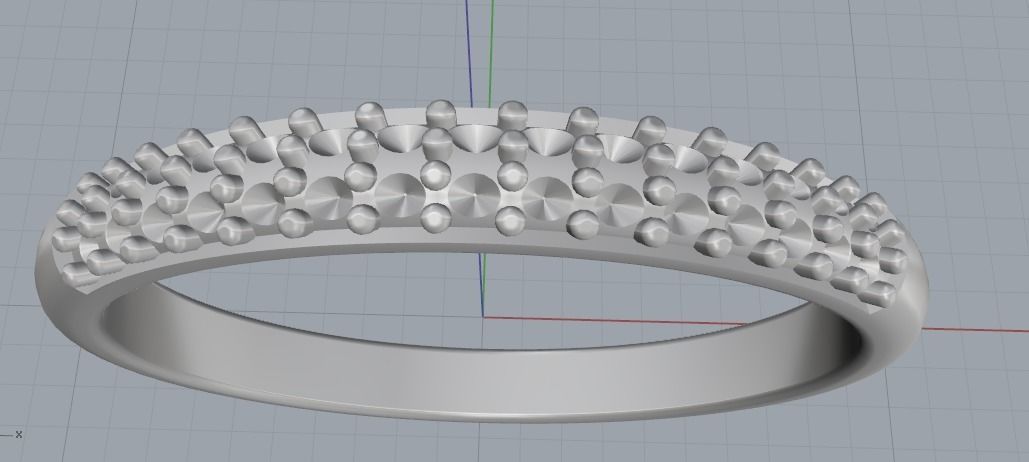 Ring with two rows of stones Model 1957 3D print model_2