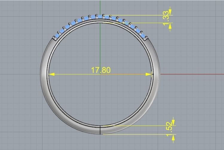 Ring with two rows of stones Model 1957 3D print model_5