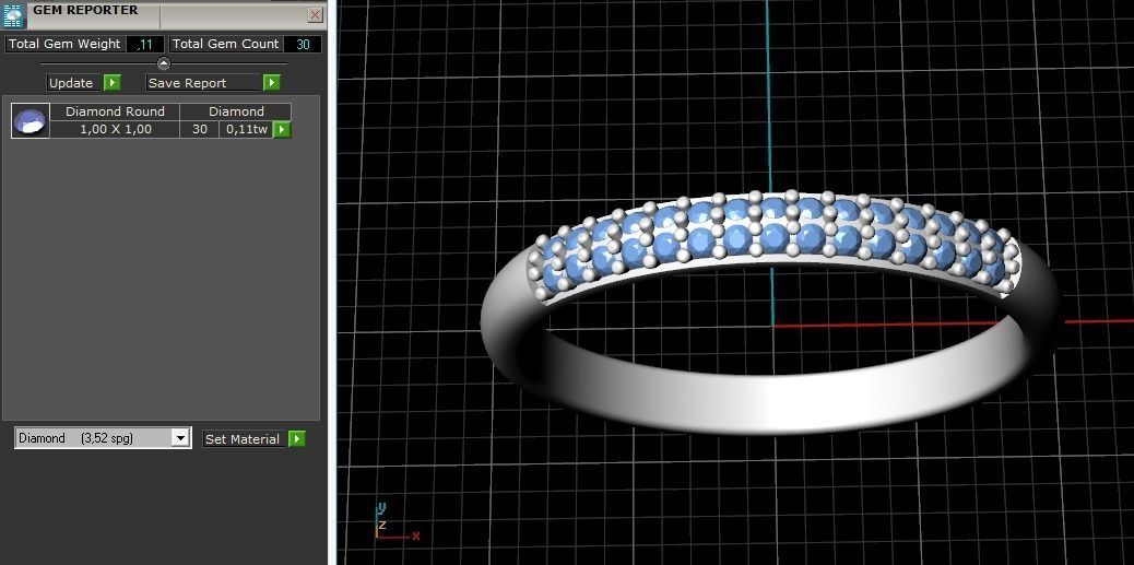 Ring with two rows of stones Model 1957 3D print model_8