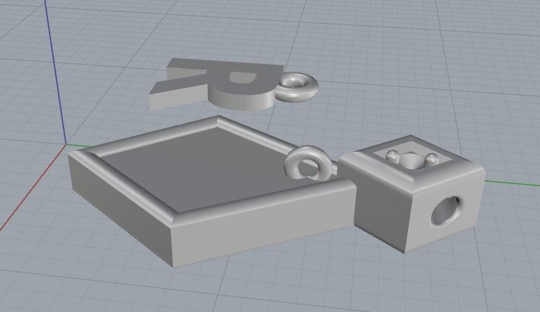 Pendant with the letter R Model 1981 3D print model_3