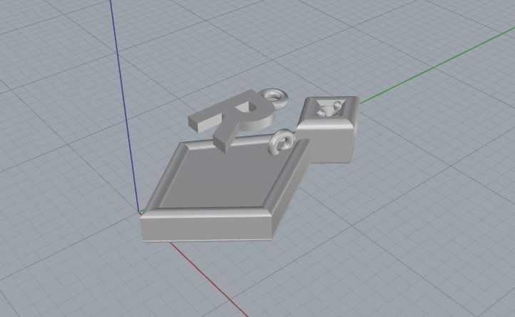 Pendant with the letter R Model 1981 3D print model_2