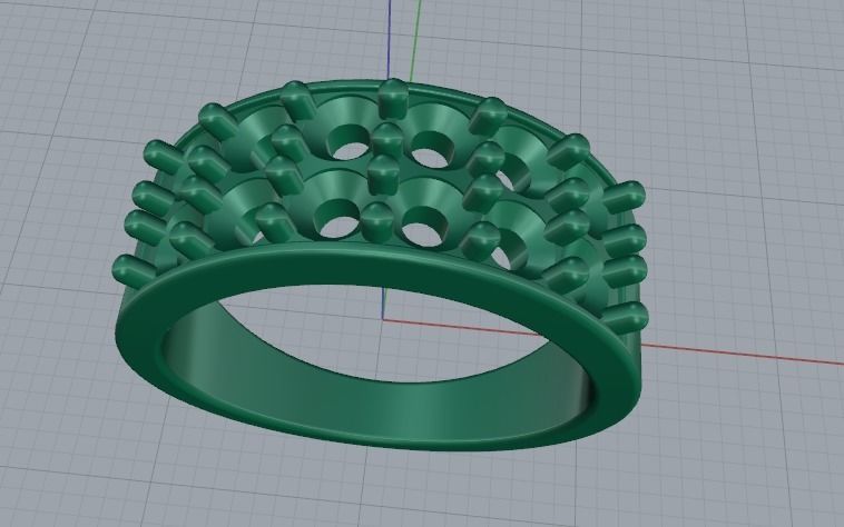 Ring with two rows of stones Model 1980 3D print model_2