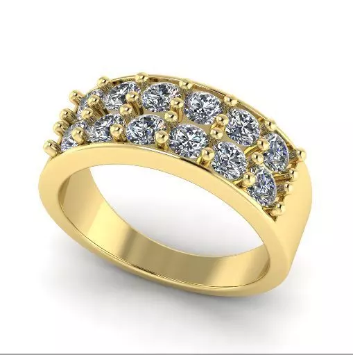 Ring with two rows of stones Model 1980 3D print model_0