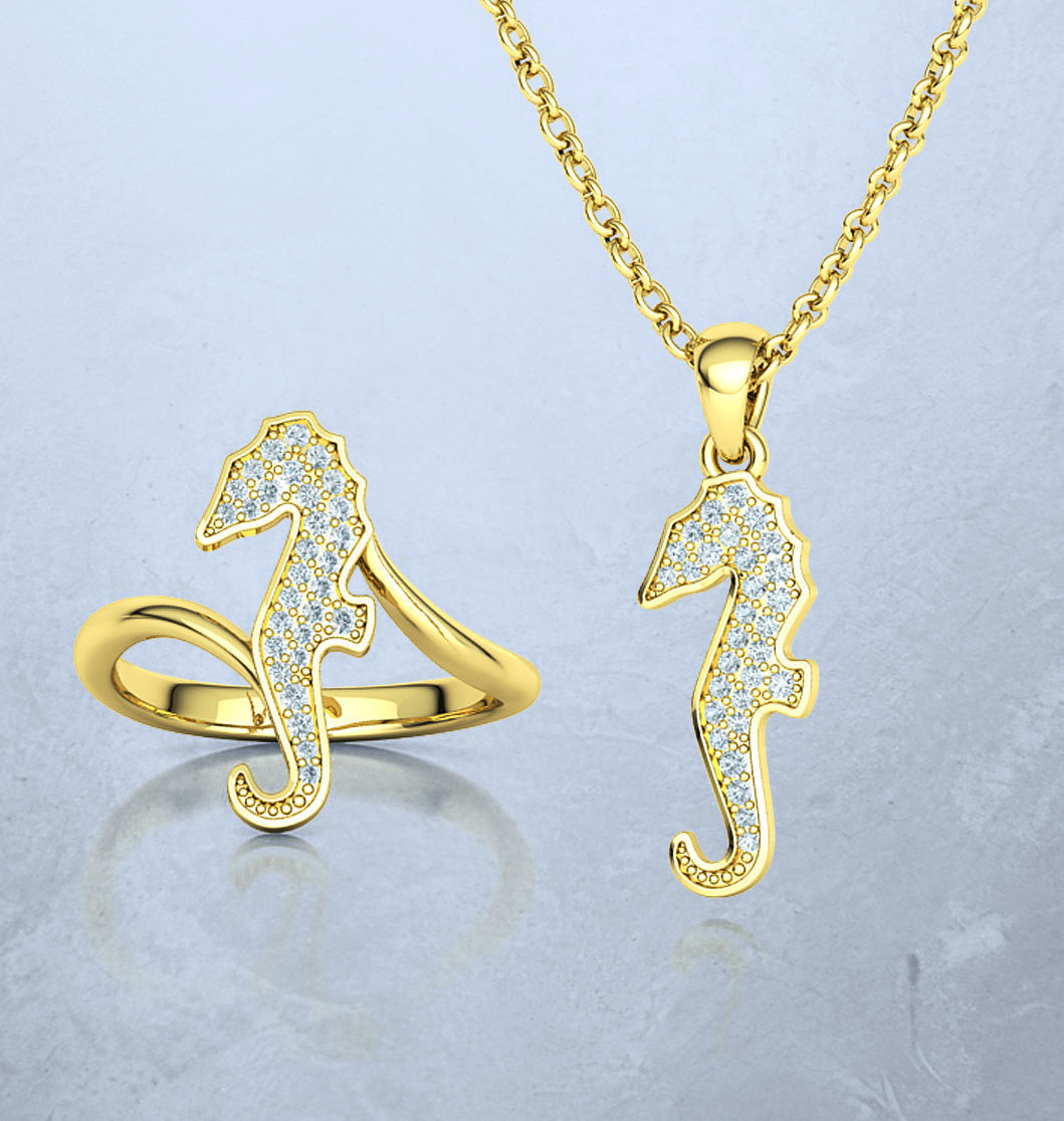 Seahorse Ring and Necklace Collection with discount _4