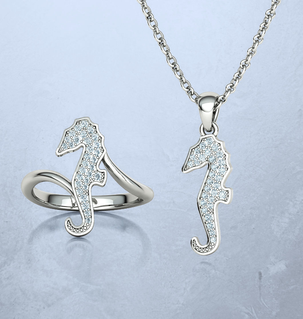 Seahorse Ring and Necklace Collection with discount _5