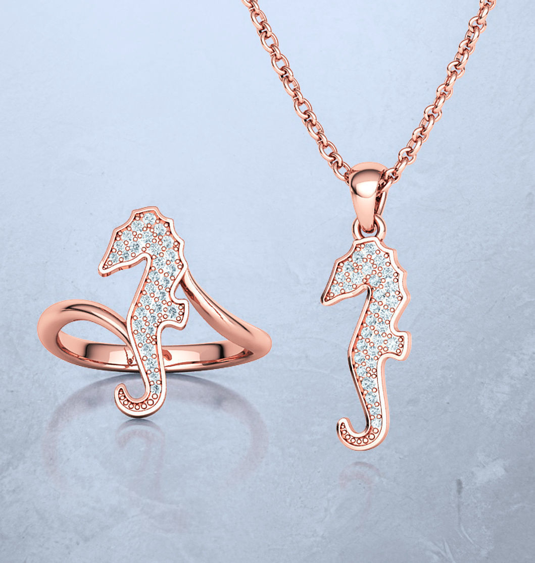 Seahorse Ring and Necklace Collection with discount _3