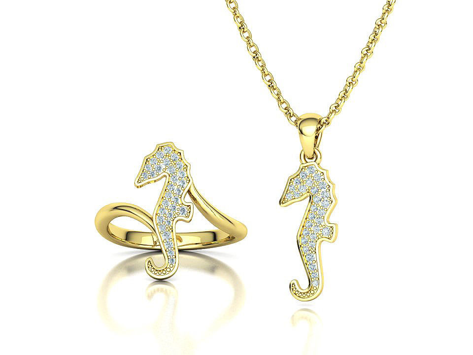 Seahorse Ring and Necklace Collection with discount _1