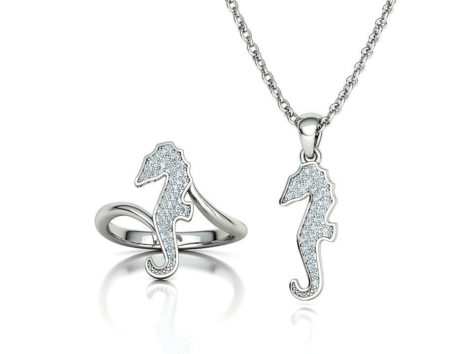 Seahorse Ring and Necklace Collection with discount _2
