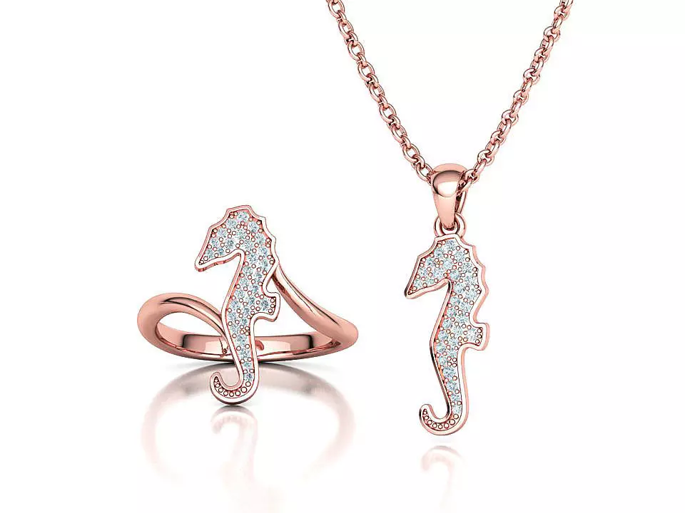 Seahorse Ring and Necklace Collection with discount _0