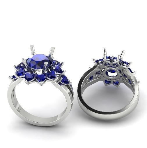 Ring with heart stones Model 2011 3D print model_1