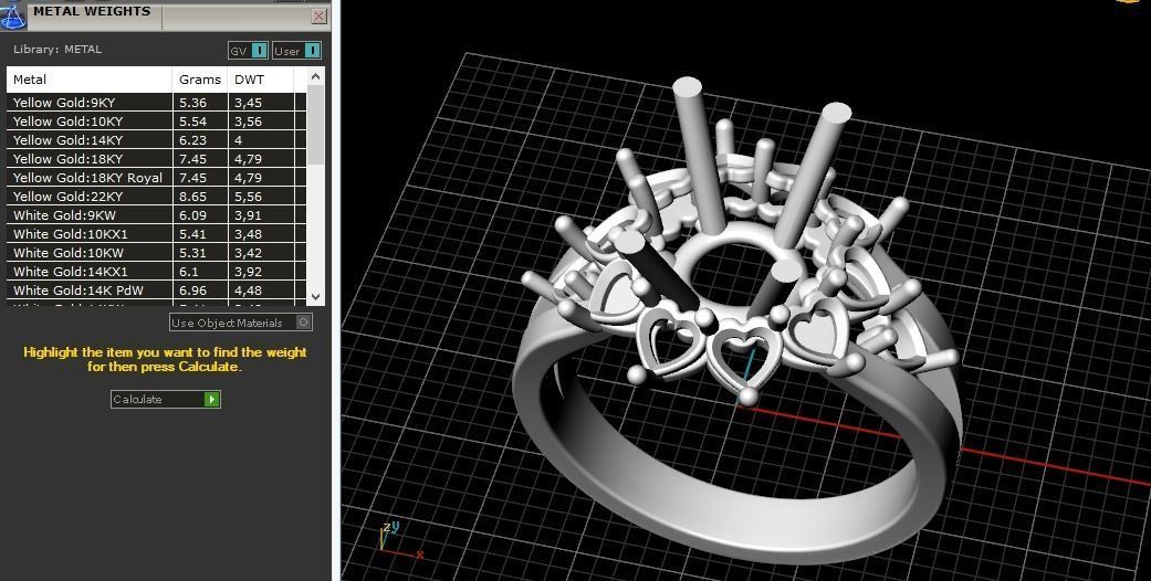 Ring with heart stones Model 2011 3D print model_8