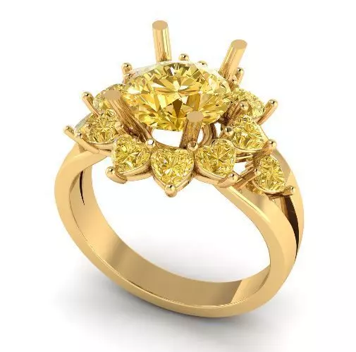 Ring with heart stones Model 2011 3D print model_0