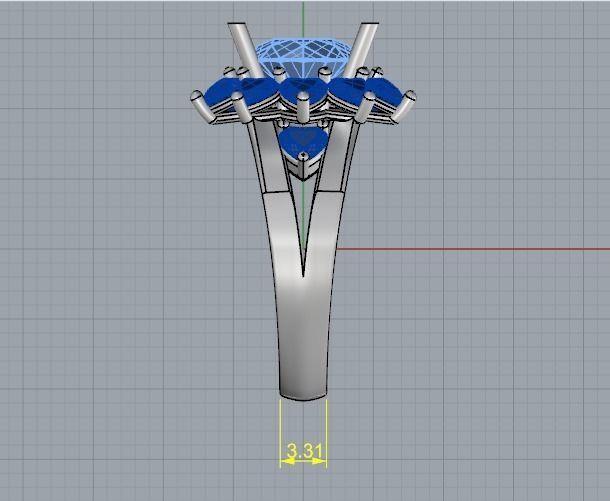 Ring with heart stones Model 2011 3D print model_6