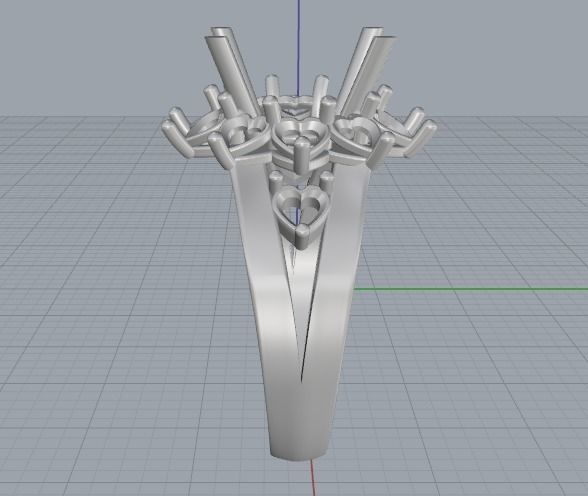 Ring with heart stones Model 2011 3D print model_3