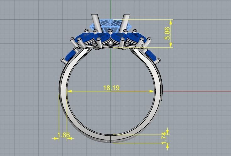 Ring with heart stones Model 2011 3D print model_5