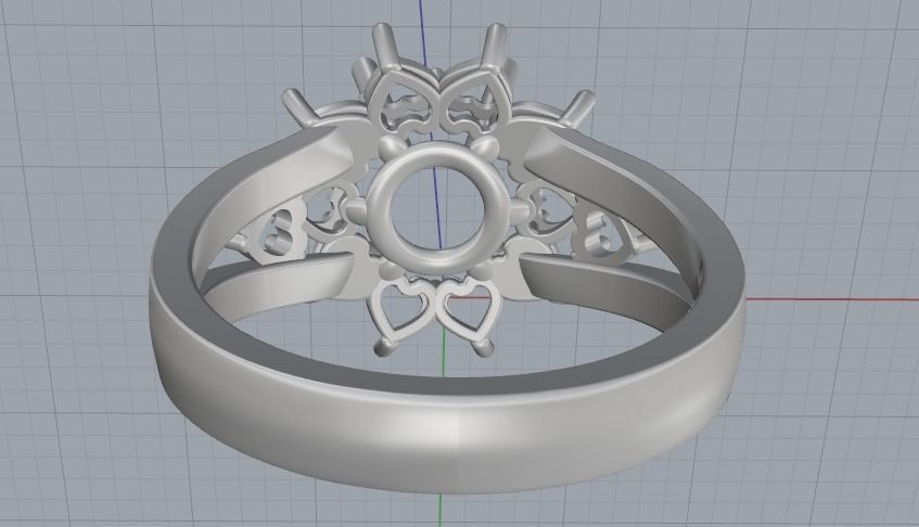 Ring with heart stones Model 2011 3D print model_4