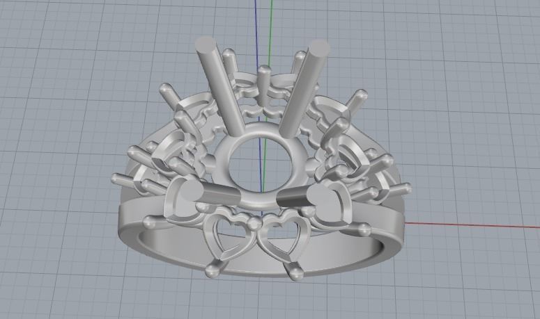 Ring with heart stones Model 2011 3D print model_2