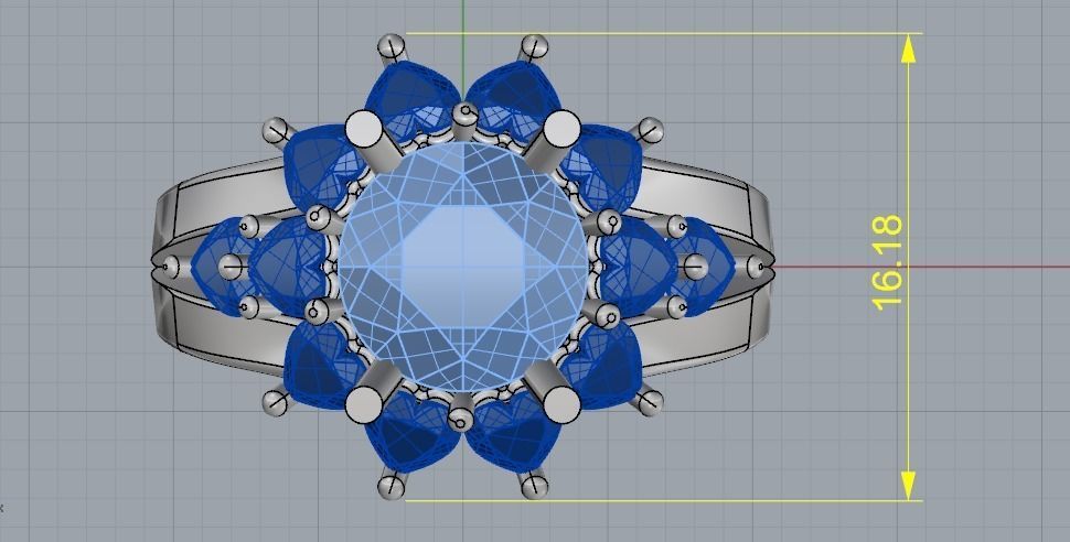 Ring with heart stones Model 2011 3D print model_7