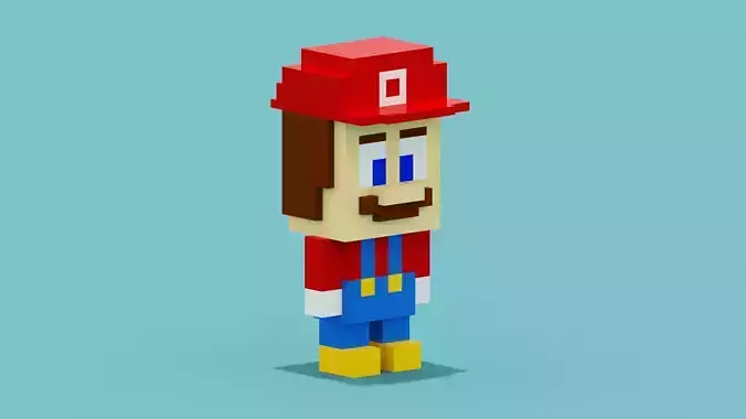 Voxel Super Mario Low-poly 3D model