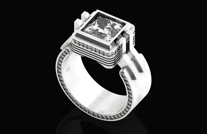 stylish man signet princess with diamonds 543