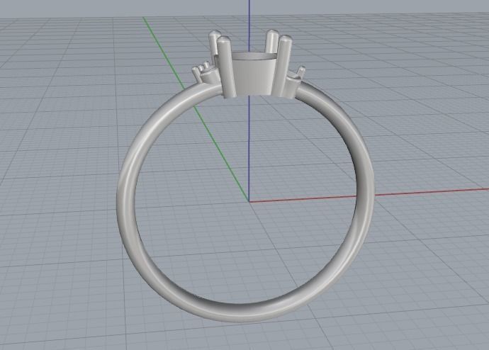 Ring with round stone Model 2030 3D print model_3