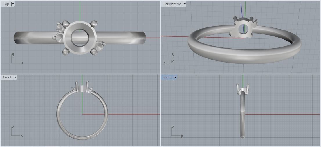 Ring with round stone Model 2030 3D print model_4