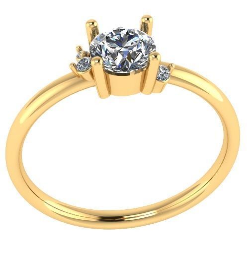 Ring with round stone Model 2030 3D print model_1