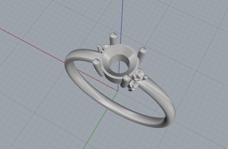 Ring with round stone Model 2030 3D print model_2
